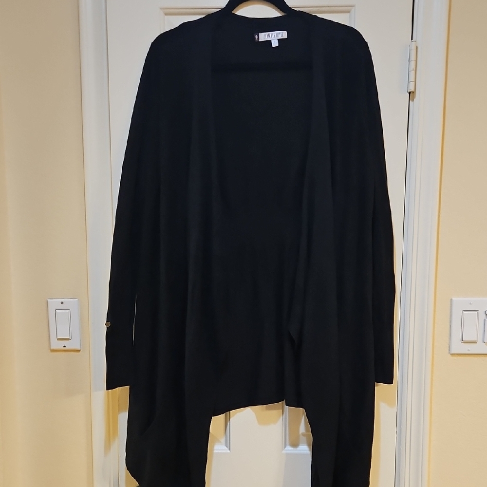 Jennifer Lopez Elegant Black Open Cardigan